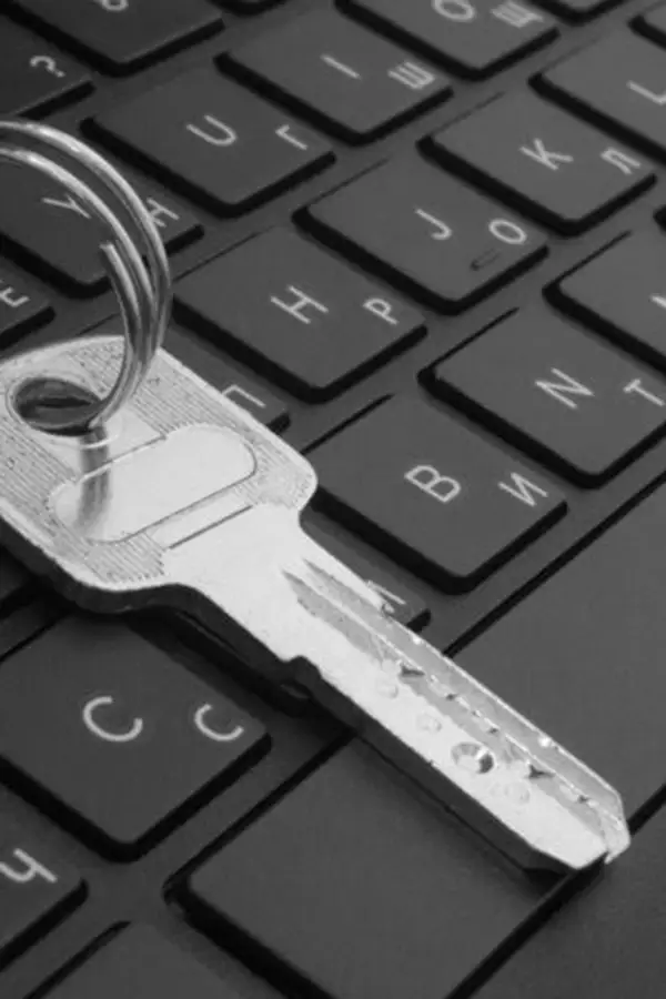 a key on a keyring on a keyboard